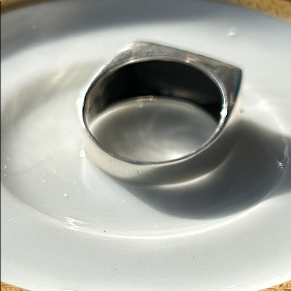 Vintage Turquoise Inlay Sterling Silver Ring - Picture 6 of 11